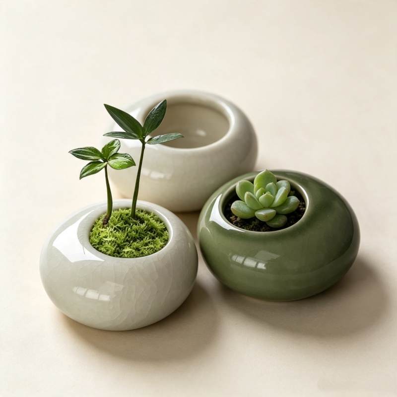 Mini Ice Crack Glazed Plant Po - Bonsai Garden Art 评论和价格
