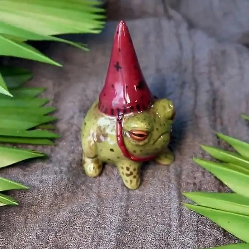 Witch Hat Little Frog Statue R - Bonsai Garden Art 评论和价格