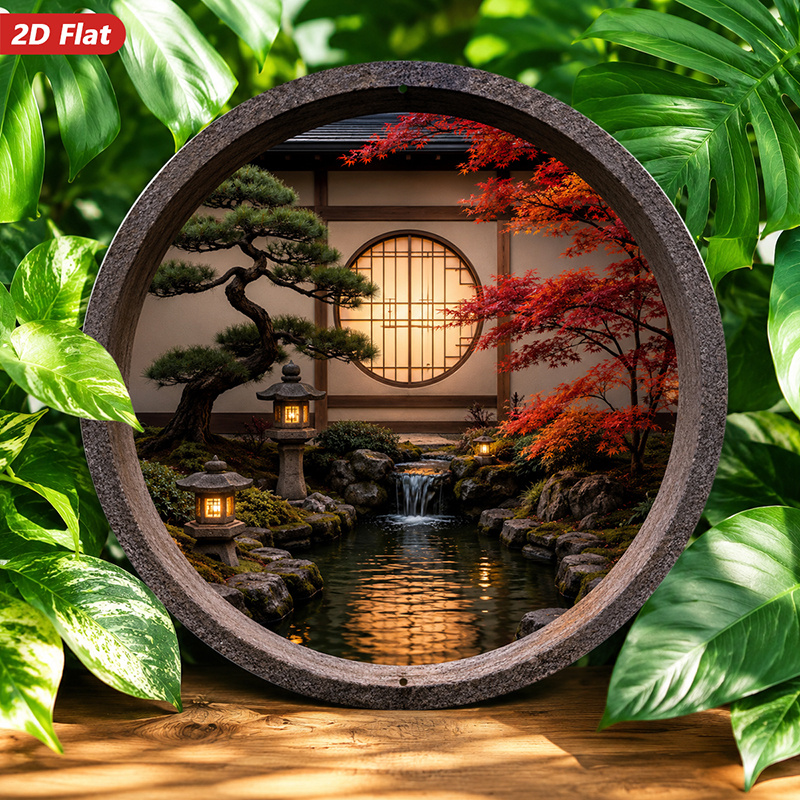 2D Flat, 1pc Round Metal Sign  - Bonsai Garden Art 评论和价格