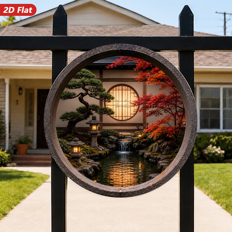 2D Flat, 1pc Round Metal Sign  - Bonsai Garden Art 评论和价格