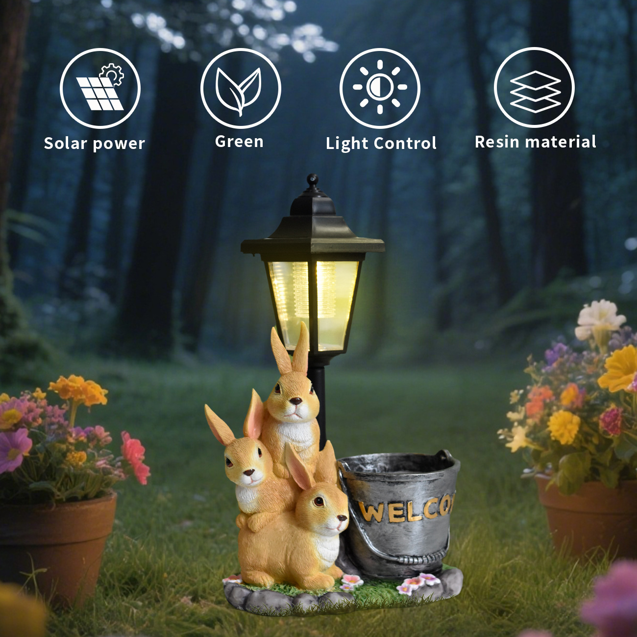 New rabbit solar garden light  - Bonsai Garden Accessories 评论和价格